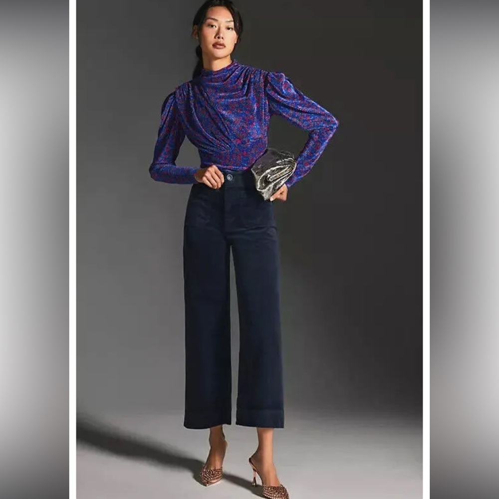 Anthropologie Colette Cropped Wide-Leg Corduroy Pants by Maeve